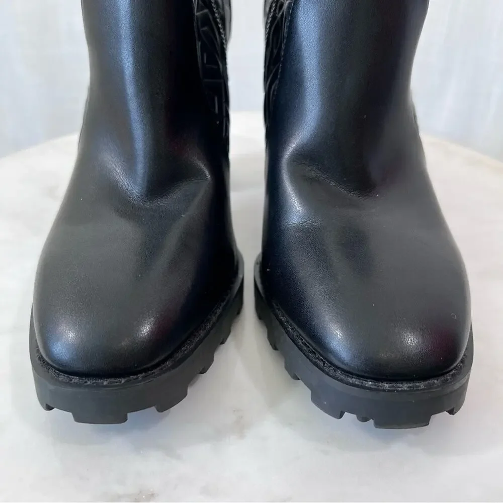 Karl Lagerfeld Ankle Boots Paris Petria Logo Quilted Square Toe Heeled Size 9.5